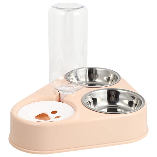 FONDOTIN Haustiernapf aus Edelstahl Katzenwasserschale Erhöhte Hundenäpfe Welpe automatisch pet Feeder pet Water Bottle Haustier-Wasserflasche Wasserspender für Katzen Rostfreier Stahl Rosa von FONDOTIN