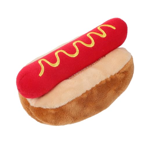 FONDOTIN Hot-Dog-Puppe Hundespielzeug zum Umkippen Puzzle- für Hunde Welpe zäh Interactive Dog Toys hundekuscheltier kauendes Haustier quietschendes Plüsch rot von FONDOTIN