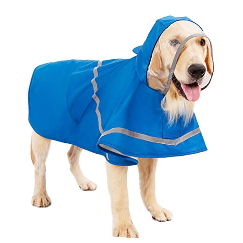 FONDOTIN Hunde Regenmantel Mit Kapuze Reflektierende wasserdichte Haustier Regenbekleidung Für Welpen Größe XS Blau Hunderegenjacke Für Kleine Hunde von FONDOTIN