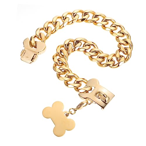 Hundeleine goldene Haustierkette goldene Etiketten Golddekor weihnachtsdeko entzückender Haustieranhänger hundehalsband selber Machen empfindlich schmücken Zubehör Stahl von FONDOTIN