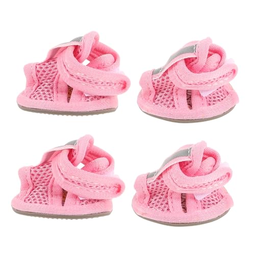 FONDOTIN Hundeschuhe Sommer Atmungsaktive Haustier Sandalen Anti Rutsch Sneakers Für Hunde Pink Größe 2 Geeignet Für Verschiedene Aktivitäten Und Outdoor Abenteuer von FONDOTIN