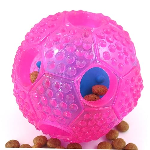 FONDOTIN Interaktiver Hundespielzeug Ball Aus Mit Futterspender Für Hunde Kauspielzeug Für Zahnpflege Und Beschäftigung Pink von FONDOTIN