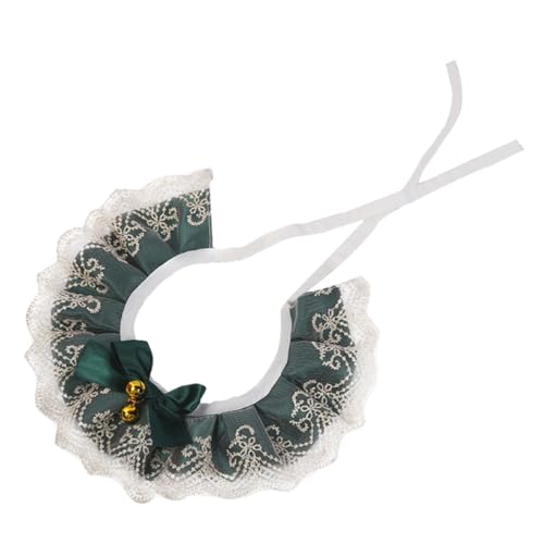 FONDOTIN Katze Hund Spitzenschal Glocke Haustier Träger Hundehalsband aus Spitze Rassen Kitten Halsband hundekragen Katzenhalsbänder Welpe Halsverzierung Baumwolle Polyester Green von FONDOTIN