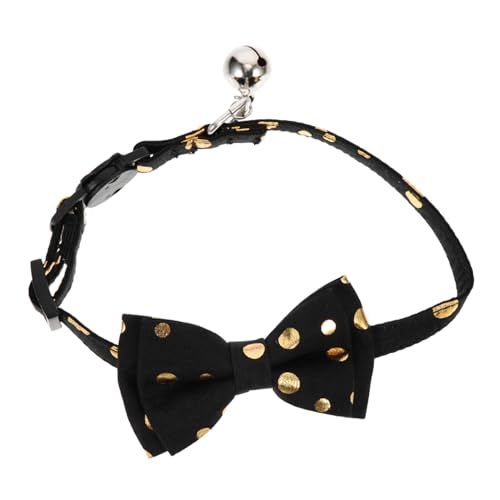 FONDOTIN Katzenhalsband Kitten Halsband katzenzubehöhr Aluminiumlegierungshalsband verstellbare Kat Abnehmbarer Bowknot-Kragen Haustierhalsbandverzierung Baumwolle Polyester Black von FONDOTIN