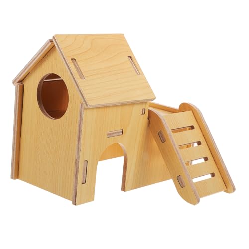 FONDOTIN Hamster Spielzeug Kleintierhaus Aus Für Hamster Ratten Und Meerschweinchen Rückzugsort Mit Kletterleiter Ideal Für Käfige Und Spielbereiche Natürliches Design Für Artgerechte Haltung von FONDOTIN