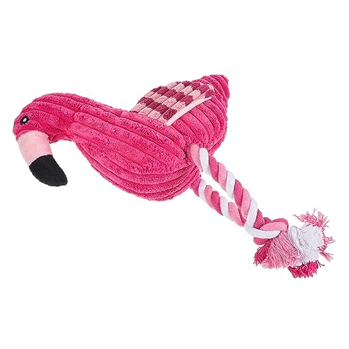 FONDOTIN Kuschel Flamingo Hundespielzeug Aus Corduroy Mit Quietscher Interaktives Kauspielzeug Für Hunde Zahnpflege Und Spielspaß Pink von FONDOTIN