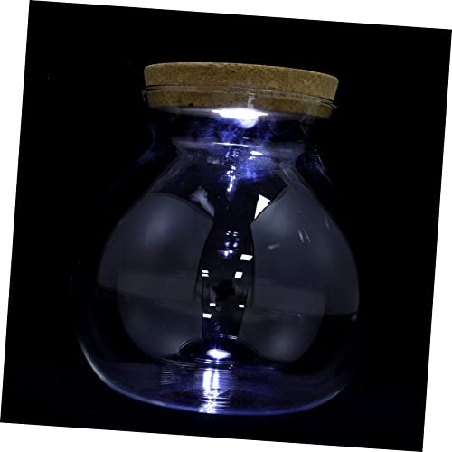 FONDOTIN Landschaftsflasche Aquariumdeckel Aquarium mit Filter Einmachgläser herzförmiges Glas led ligts led-Light Flasche aus Borosilikatglas transparente Fischflasche Holz Weiß von FONDOTIN