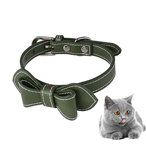 FONDOTIN PU-Hundehalsband Modischer Kragen bequemer Kragen Katze Halskette Welpen Schnallenkragen Kitten Halsband hundekragen Haustierbedarf Katzenhalsband mit Schleife Green von FONDOTIN