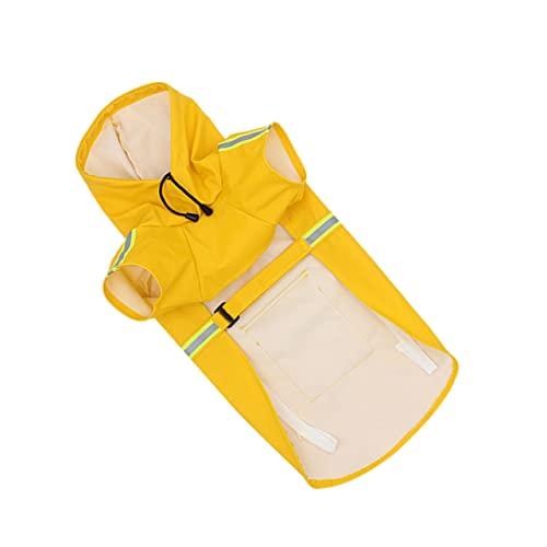 FONDOTIN Reflektierende Regenbekleidung für Hunde hunderegenmantel Dog rain Jacket Regenmantel für Hunde groß wasserspender für Hunde Poncho Vlies Regenjacke mit Kapuze für Haustiere Yellow von FONDOTIN