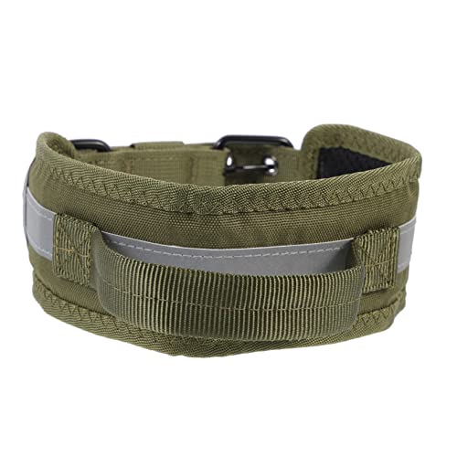 FONDOTIN Erziehungshalsband Hund Reflektierendes Hundehalsband Für Mittelgroße Und Große Hunde Verstellbares Nylonhalsband Militärgrün Ideales Accessoire Für Training Und Partys Sicher Und Langlebig von FONDOTIN