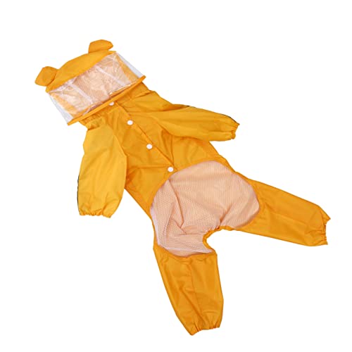 FONDOTIN Regenponcho Regenmantel für Haustiere Regenmantel für kleine Hunde Hunde-regencape Hunderegenmantel für Reisen Hunderegenmantel in Gelb Poncho Schutz Regenjacke Kleidung Stoff von FONDOTIN