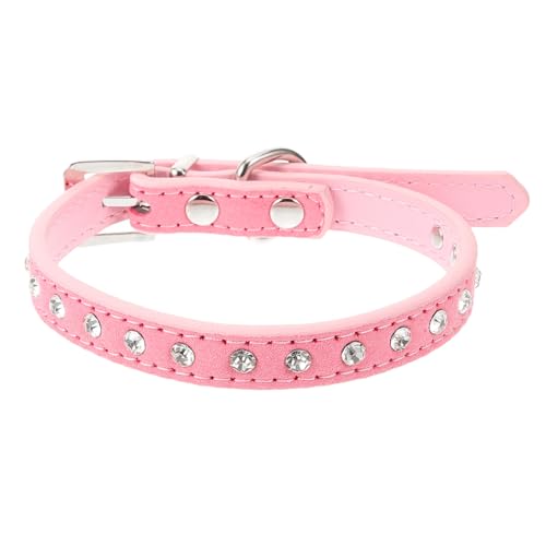 FONDOTIN Verstellbares Hundehalsband Mit Kristallrhinestones Blumenform Größe S Pink Sicheres Und Stilvolles Haustierhalsband Für Hunde Und Katzen von FONDOTIN