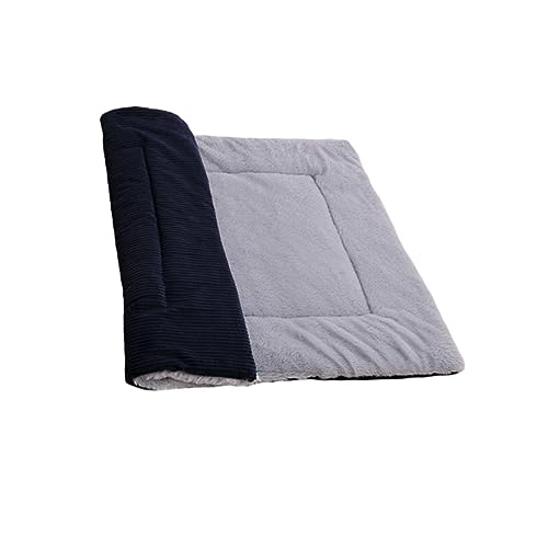 FONDOTIN 60x40cm Haustier Katzenkissen Verdicken Warme Pads Winter Bodenmatratze für Katzen Wendbare Haustiermatten Weiche Gemütliche Isomatte Navy von FONDOTIN