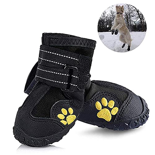 FONDOTIN Haustier-hundestiefel 4 Stück Schneestiefel Pfoten Für Hunde Hundestiefel Mit Hosenträgern Warme Bequeme Hundeschuhe Größe 8 von FONDOTIN