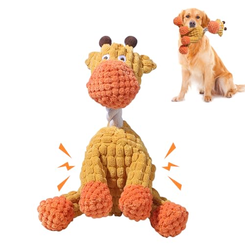 FONDUO Hundespielzeug, Tier Figur Hundespielzeug Quietschend, Interaktiv Hundespielzeug Unzerstörbar, Hunde Kuscheltier für Molaringzähne, Plüsch Hunde Spielzeug für Welpen, Kleine Hunde (Giraffe) von FONDUO