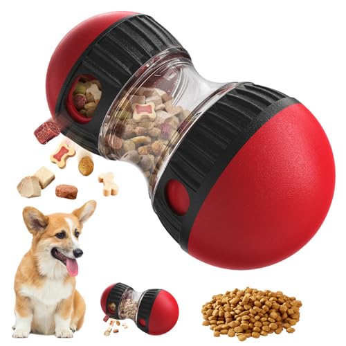 Rolling Feeder Hundespielzeug, Futterball für Hunde, Interaktives Hunde Puzzle Spielzeug, Haustier Langsamfütterer für Gastrointestinale Pflege, Leckerli Ball für Kleine,Mittelgroße,Große Hunde (Rot) von FONWUJIOT