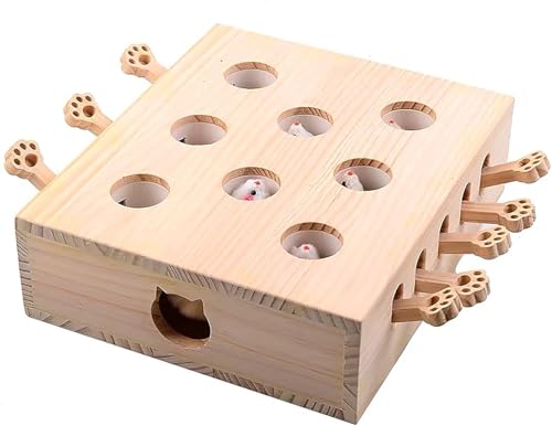 Interaktives Katzenspielzeug aus Holz, ansprechendes und langlebiges Spiel für Katzen und Kätzchen, hält Haustiere unterhalten und stimuliert, natürliches Holzdesign, perfekt für Indoor-Übung und Spaß von FOOPOMARY