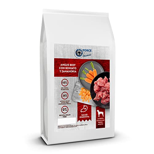 FORCEFOOD Gourmet Getreidefreies Futter für erwachsene Hunde Angus Beef mit Süßkarotte und Süßkarotte (6 kg) von FORCEFOOD