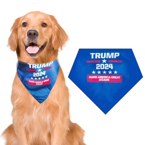 Trump Hundehalstuch, Hundehalstuch, atmungsaktiv, Dreieckstuch für Haustiere, macht Amerika wieder großartig, amerikanische Flagge, Trump-Bandana für mittelgroße und große Hunde von FORFAXE