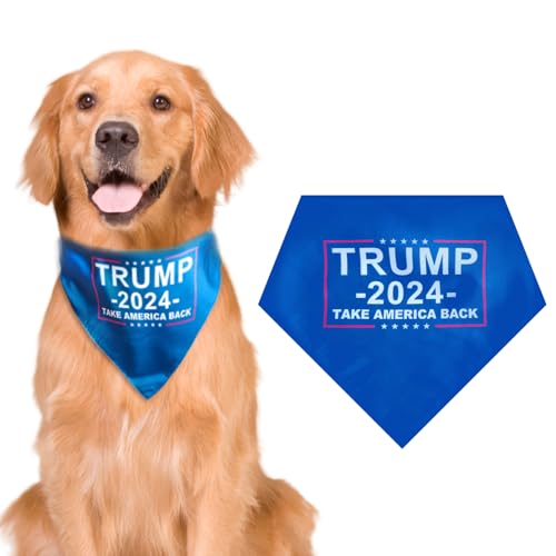 Trump Hundehalstuch, Hundehalstuch, atmungsaktiv, Dreieckstuch für Haustiere, nimmt Amerika zurück, amerikanische Flagge, Trump-Bandana für mittelgroße und große Hunde von FORFAXE