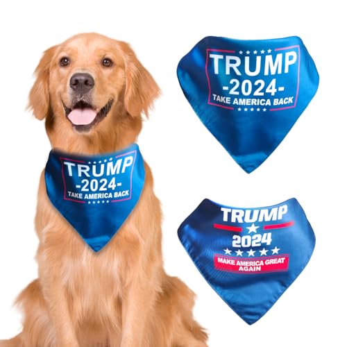 Trump Hundehalstuch, atmungsaktiv, Dreieckstuch mit amerikanischer Flagge, für mittelgroße und große Hunde, 2 Stück von FORFAXE