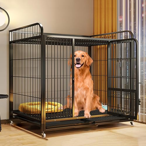 FORRTY Hundekäfig Möbel Hundekäfig Für Zuhause Hundegitterbox Das Vierkantrohrmaterial ist Robust Und Langlebig, Geeignet Für Mittelgroße Und Große Hunde(Schwarz,110cmx72x101cm) von FORRTY