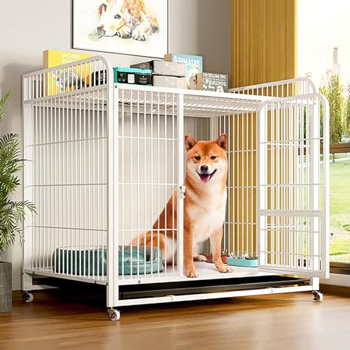 FORRTY Hundekäfig Möbel Hundekäfig Für Zuhause Hundegitterbox Das Vierkantrohrmaterial ist Robust Und Langlebig, Geeignet Für Mittelgroße Und Große Hunde(Weiß,77x54x80cm) von FORRTY