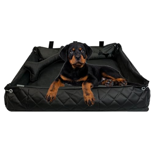 FORTISLINE Hundebett Oksana Gr. L - Elegantes & Komfortables Hundebett mit abnehmbarem Bezug, waschbar, ideal für große Hunde - stilvolles Design (Aschgrau/Schwarz gesteppt) von FORTISLINE