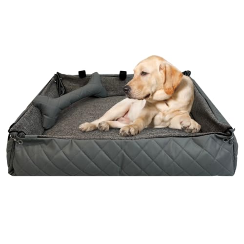 FORTISLINE Hundebett Oksana Gr. L - Elegantes & Komfortables Hundebett mit abnehmbarem Bezug, waschbar, ideal für große Hunde - stilvolles Design (Grau/Grau gesteppt) von FORTISLINE