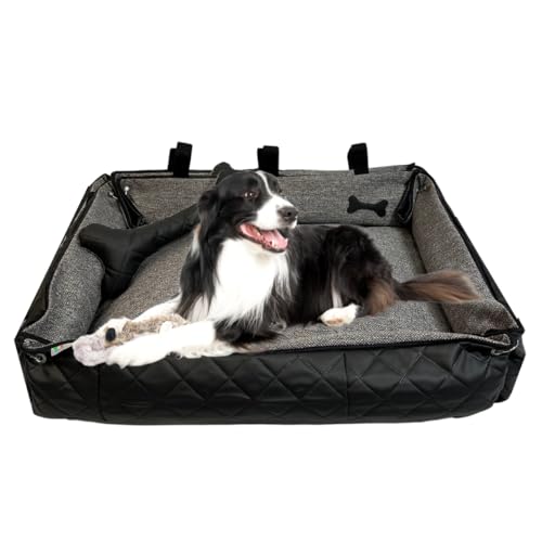 FORTISLINE Hundebett Oksana Gr. L - Elegantes & Komfortables Hundebett mit abnehmbarem Bezug, waschbar, ideal für große Hunde - stilvolles Design (Grau/Schwarz gesteppt) von FORTISLINE