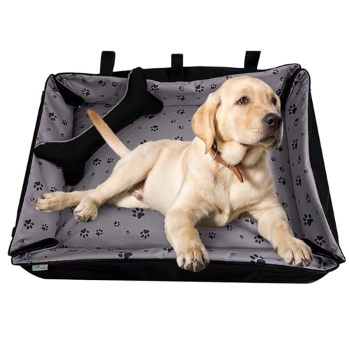 FORTISLINE Hundebett Oksana - Hundebett Grosse Hunde - Hundekorb mit Abnehmbarem Bezug - Elegantes Hundenest Waschbar - Körbchen Hund Stilvolles Design G. L (Pfoten Grau/Schwarz) von FORTISLINE