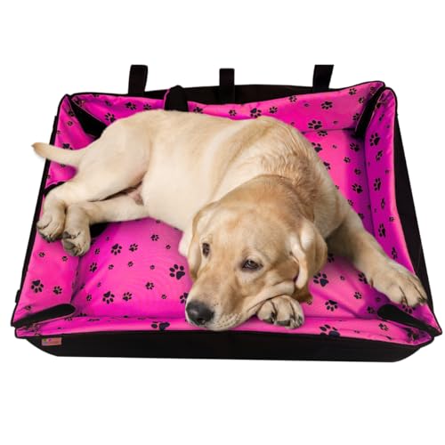 FORTISLINE Hundebett Oksana - Hundebett Grosse Hunde - Hundekorb mit Abnehmbarem Bezug - Elegantes Hundenest Waschbar - Körbchen Hund Stilvolles Design G. L (Pfoten Pink/Schwarz) von FORTISLINE