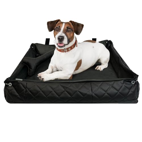 FORTISLINE Hundebett Oksana Gr. M - bequemes Hundebett mit abnehmbarem Bezug, waschbar, weich gepolstert, ideal für mittelgroße Hunde - trendiges Design (Aschgrau/Schwarz gesteppt) von FORTISLINE