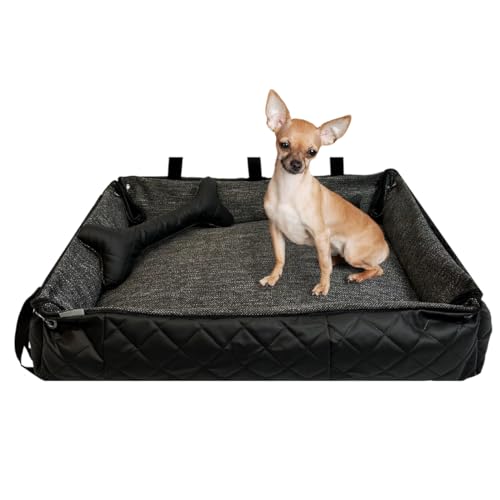 FORTISLINE Hundebett Oksana Gr. M - bequemes Hundebett mit abnehmbarem Bezug, waschbar, weich gepolstert, ideal für mittelgroße Hunde - trendiges Design (Dunkelgrau/Schwarz gesteppt) von FORTISLINE