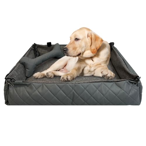 FORTISLINE Hundebett Oksana Gr. M - bequemes Hundebett mit abnehmbarem Bezug, waschbar, weich gepolstert, ideal für mittelgroße Hunde - trendiges Design (Grau/Grau gesteppt) von FORTISLINE