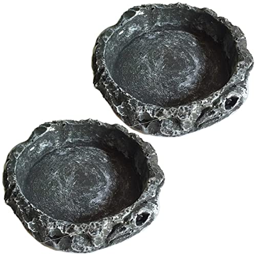 FORYNXHWIN 2Pcs Reptile Näpfe, Näpfe Terrarium, Reptilien Fressnapf, Reptilien Wasserschale, Reptilienschale, Terrarium zubehör-Terrarium Wasserschale für Gecko,Eidechse,Chamäleon,Schlange,Schildkröte von FORYNXHWIN