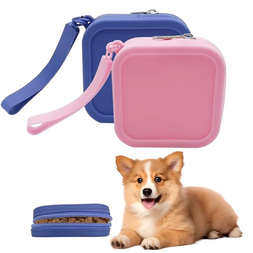 FOSDICK 2 Stück Leckerli-Tasche aus Silikon, Leckerlitasche für Hunde und Katzen, Reißverschluss-Design Futtertasche für Hundetraining, Tragbare Leckerlitasche für Hunde Klein, 9 * 9 * 3cm von FOSDICK