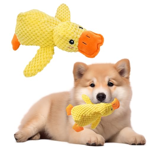 FOSDICK Anti Stress Ente Hund, Plüsch Hundespielzeug Ente, Bissfest Anti Stress Ente für Hunde, Backenzahn Pfotenmond Ente, Niedliches Cartoon Anti Stress Spielzeug Hund, Hundespielzeug Quietschend von FOSDICK