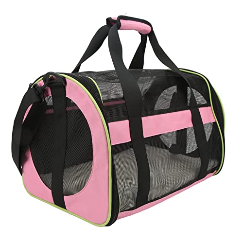 FOTABPYTI Haustiertasche, Katzentragetasche mit Eisenrahmen, Verstellbarer Schultergurt, Atmungsaktiv, für den Außenbereich, 600D Nylon (Hell-Pink) von FOTABPYTI