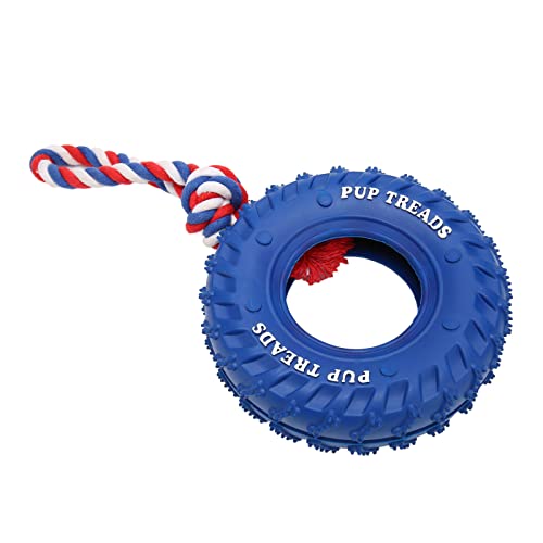 FOTABPYTI Hunde-Leckerli-Spender-Spielzeug, Hundereifen-Kauspielzeug, Interaktiv Tragbar mit Seil für Mittelgroße Bis Große Hunde (Blau) von FOTABPYTI