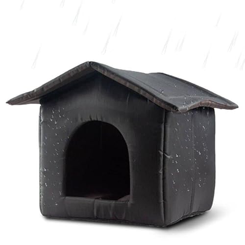 Katzenhaus im Freien, Katzenhäuser für Katzen im Freien, wasserdichtes warmes und isoliertes Katzenhaus Haustierhaus, streunende Katzen Unterschlupf (Schwarz, s) von FOTN