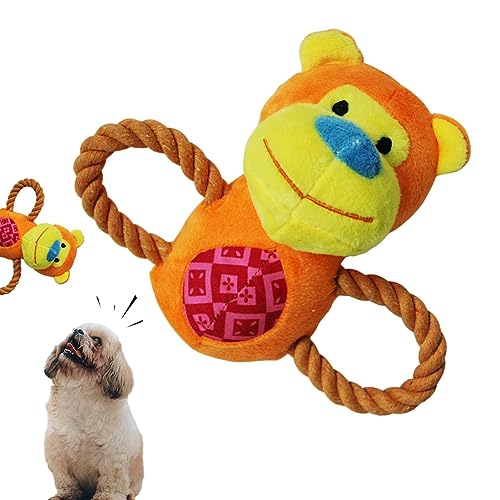 FOUNCY Beißfestes Kauspielzeug für Hunde, doppelter Baumwollseilgriff, Rehkitz, Hundespielzeug mit Quietscher, Rehkitz, Hundespielzeug zum Apportieren und Spielen, bissfestes Kauspielzeug für Welpen von FOUNCY