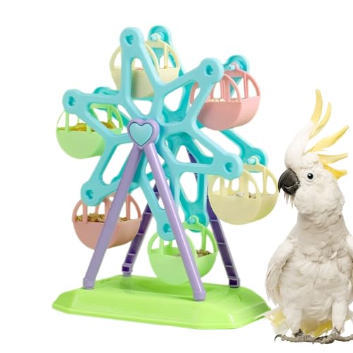 FOUNCY Futterrad Papageienspielzeug, interaktiver Vogelfutterspender, rotierende Sitzstange, interaktiver Futterspender für Gehirnspiel, kleinere Vögel von FOUNCY