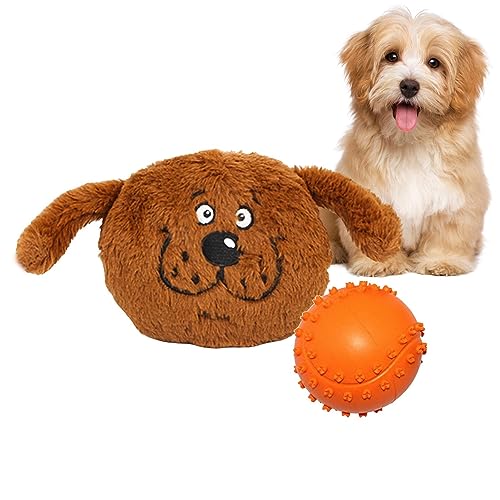 FOUNCY Interaktives Hundespielzeug für Langeweile, 2 in 1 Gummi Hund Kauspielzeug Biest Form, Haustier Sound Spielzeug für Welpen Kleine Mittlere Hunde, Sound Dog Ball, Plüsch Hundespielzeug, Hund von FOUNCY