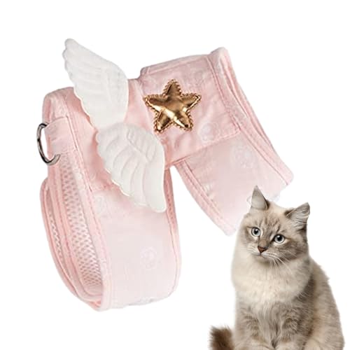 FOUNCY Katzengeschirr und Leinen, Engelsflügel-Leinen- und Halsband-Set, Katzengeschirr, Brustgurt, Zuggurt für Katze, Kaninchen und Kleintiere von FOUNCY