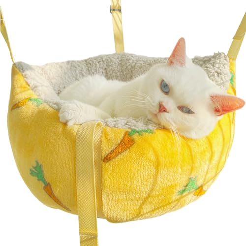 FOUNCY Katzenhängematten für Indoor-Katzen | Katzen-Hängematten-Bett – mit rutschfester Unterseite, verstellbaren Gurten und Haken, Plüsch-Katzenschaukel-Hängematte von FOUNCY