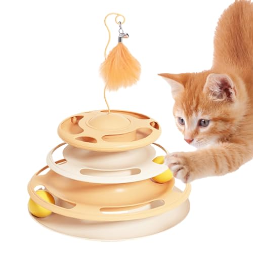 FOUNCY Rotierendes Katzenspielzeug – Leckerli-Spender für Haustiere, interaktives Puzzle, Katzenspielzeug, Snack-Verteilung, Übungsrad, Spielzeug, Kätzchen-Spielzeug für Indoor-Katzen, Futter oder von FOUNCY