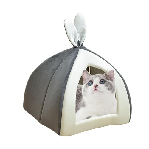 Katzenbett | Kaninchenohren Katzennest | Katzennest mit Pompon, Katzenbett Höhle, bequeme Indoor-Katzen, niedliches Kaninchenohrenförmiges Haustier-Schlafbett für Kätzchen, Katzen, Welpen, Hund Founcy von FOUNCY