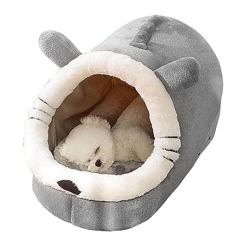 Katzenbetthöhle, warmes, dickes Katzenbett in Chinchilla-Form, Katzenversteck für Katzen und Kätzchen, geschlossenes Katzenbett für mittelgroße und große Katzen, Katzenmöbel Founcy von FOUNCY