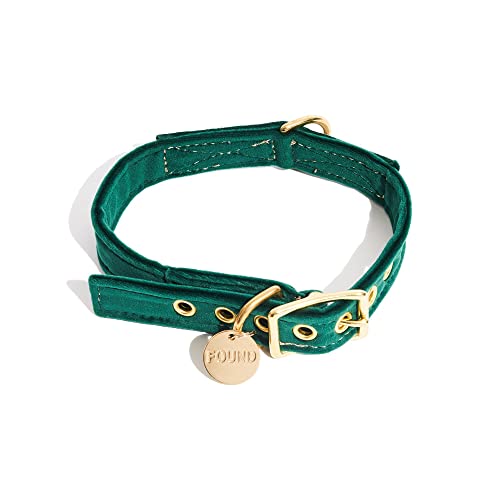 Found My Animal - Das Original Emerlad-Samt-Halsband für Katzen und Hunde (klein) – verstellbare, massive Messingschnalle – strapazierfähiges Hundehalsband für Hunde – handgefertigtes Samt-Halsband – von Found My Animal